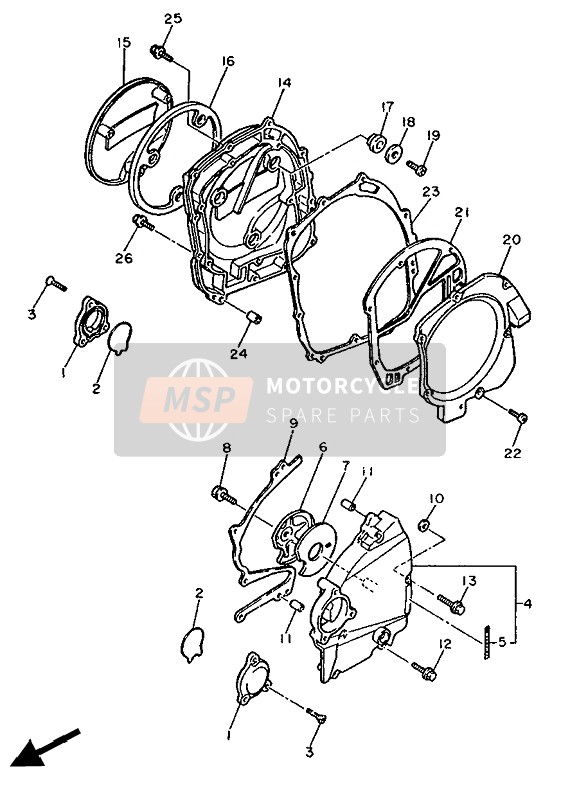 Yamaha FZ750R 1988 Couvercle de carter 1 pour un 1988 Yamaha FZ750R