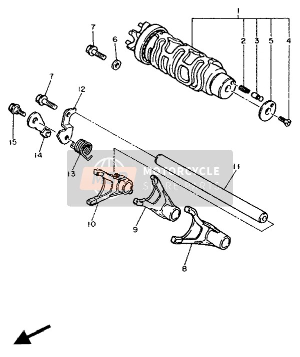 Yamaha FZ750R 1988 Shift Cam & Fourchette pour un 1988 Yamaha FZ750R