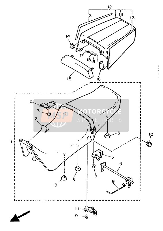 Yamaha FZ750R 1988 Asiento para un 1988 Yamaha FZ750R