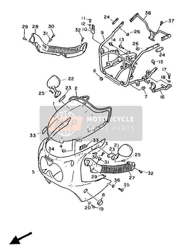 Yamaha FZ750R 1988 Cowling 1 for a 1988 Yamaha FZ750R