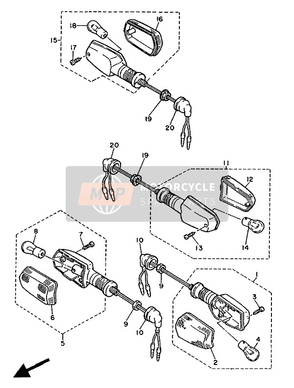 Yamaha FZ750R 1988 Luce lampeggiante per un 1988 Yamaha FZ750R