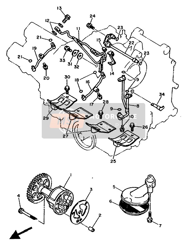 Yamaha FZX750 1988 Bomba de aceite para un 1988 Yamaha FZX750
