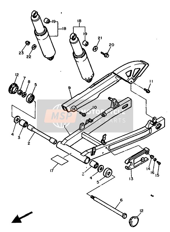 Yamaha FZX750 1988 Achterarm & Suspensie voor een 1988 Yamaha FZX750