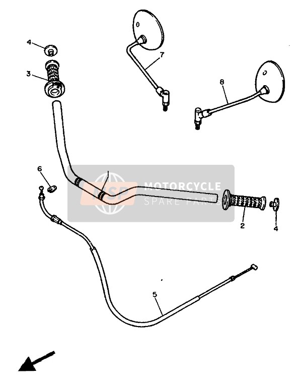 Yamaha FZX750 1988 Manija de dirección & Cable para un 1988 Yamaha FZX750