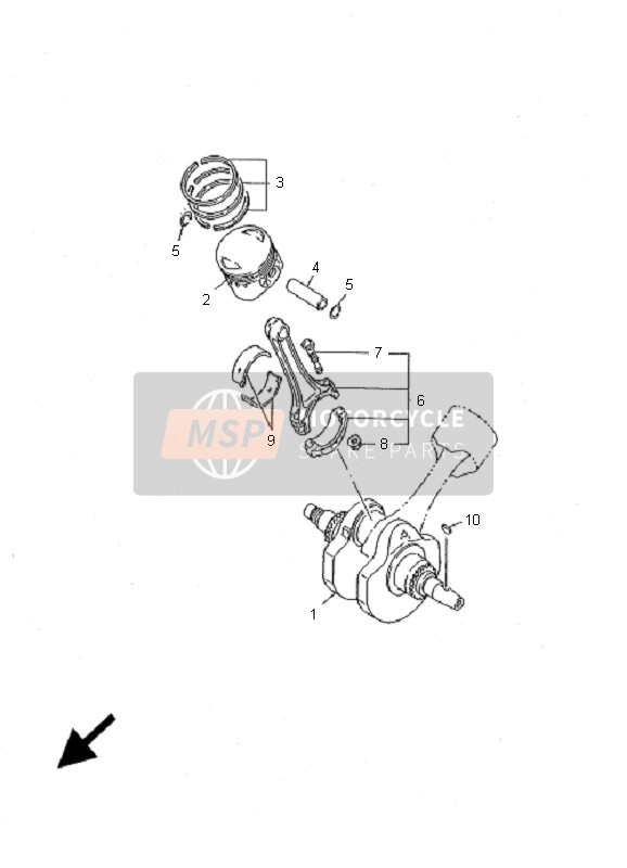 Yamaha XV535 VIRAGO 2001 Crankshaft & Piston for a 2001 Yamaha XV535 VIRAGO