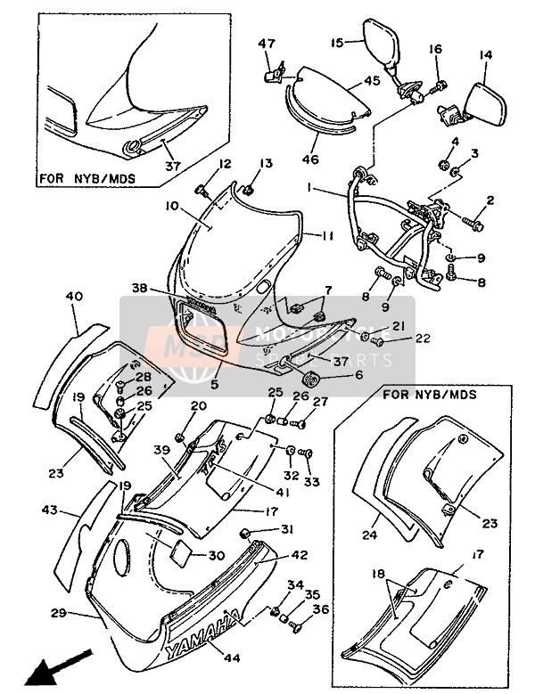 Yamaha RD350LCF 1988 Cowling 1 for a 1988 Yamaha RD350LCF