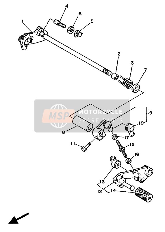 Yamaha TDR250 1988 Shift Shaft for a 1988 Yamaha TDR250