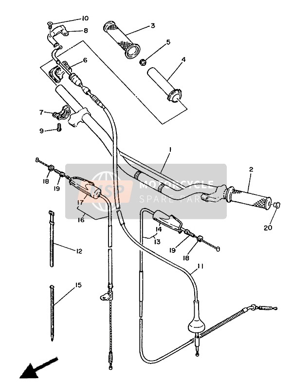 Yamaha TY250R 1988 Steering Handle & Cable for a 1988 Yamaha TY250R