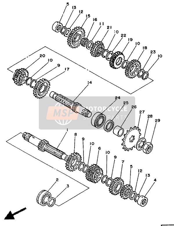 5F7171310000, Gear,3RD/4TH Pinion (21T/25T), Yamaha, 1