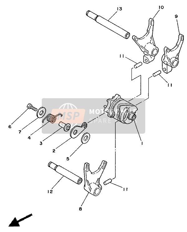 Yamaha TZ250(U) 1988 Shift Cam & Fork for a 1988 Yamaha TZ250(U)