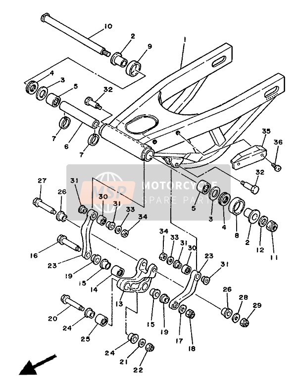 Yamaha TZ250(U) 1988 Rear Arm for a 1988 Yamaha TZ250(U)