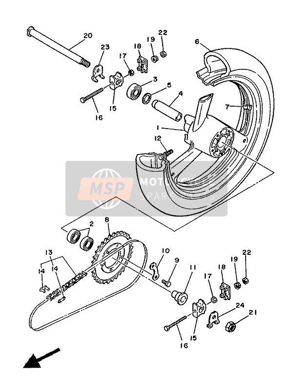 Yamaha TZ250(U) 1988 Rear Wheel for a 1988 Yamaha TZ250(U)