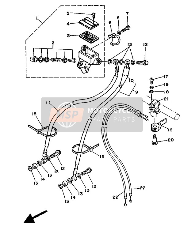 Yamaha TZ250(U) 1988 Front Master Cylinder for a 1988 Yamaha TZ250(U)