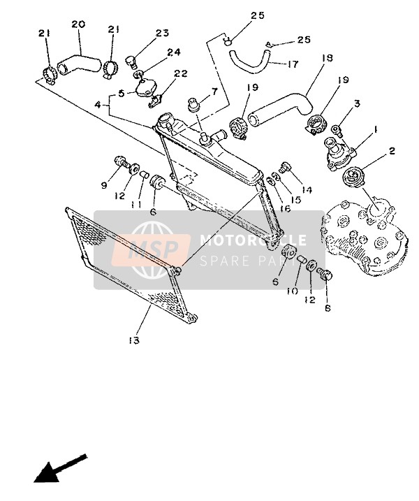 Yamaha TZR250 1988 Radiator & Hose for a 1988 Yamaha TZR250