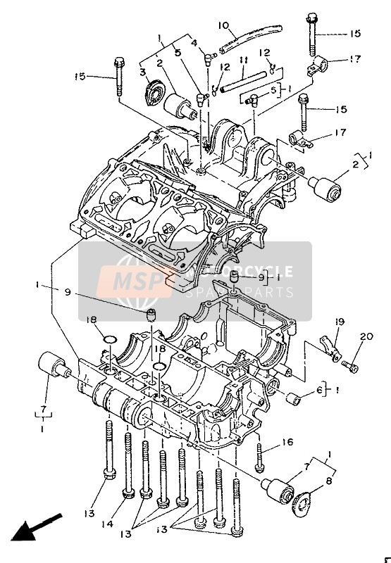 Yamaha TZR250 1988 Crankcase for a 1988 Yamaha TZR250