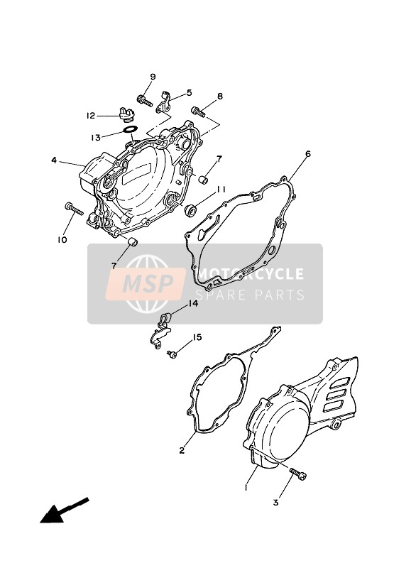 Yamaha XT350 1988 Crankcase Cover 1 for a 1988 Yamaha XT350