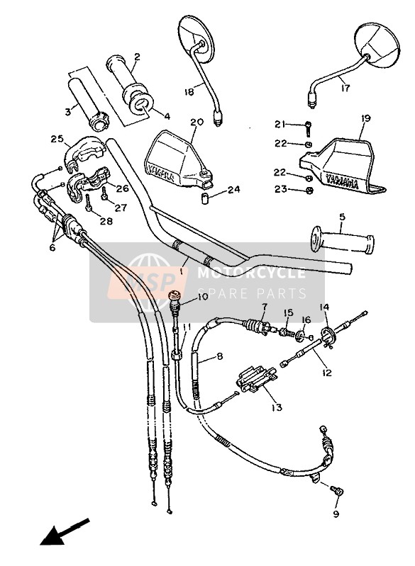 Yamaha XT600Z TENERE 1988 Steering Handle & Cable for a 1988 Yamaha XT600Z TENERE