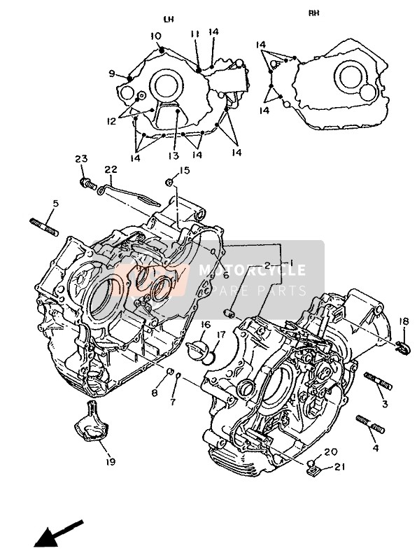 Yamaha XV1000SE VIRAGO 1988 Crankcase for a 1988 Yamaha XV1000SE VIRAGO