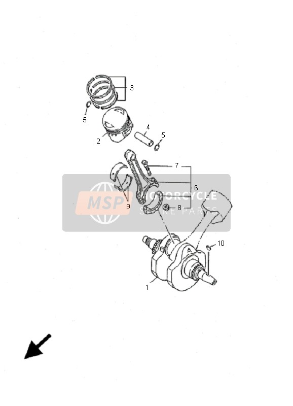 Yamaha XV535 VIRAGO 25KW 2001 Crankshaft & Piston for a 2001 Yamaha XV535 VIRAGO 25KW