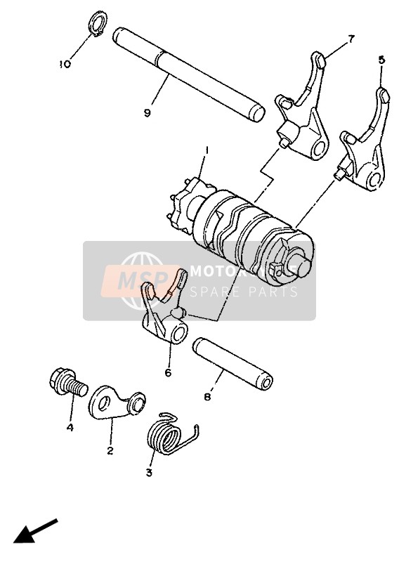 Yamaha DT125E 1989 Shift Cam & Fourchette pour un 1989 Yamaha DT125E