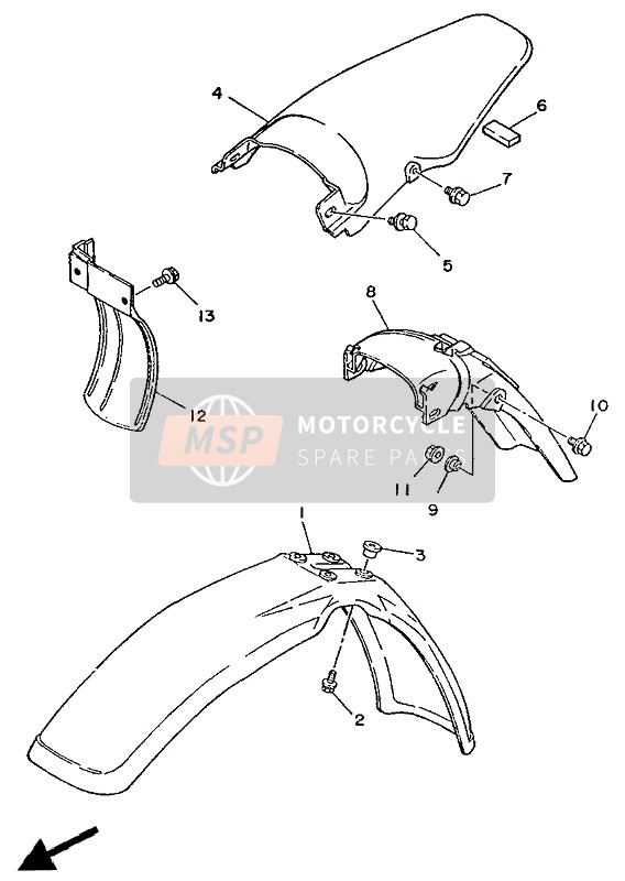 Yamaha DT125R 1989 KOTFLÜGEL für ein 1989 Yamaha DT125R