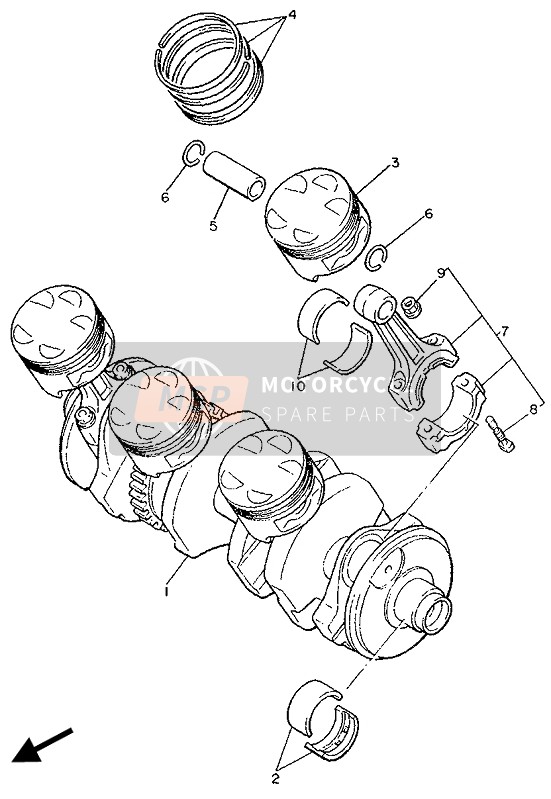 Yamaha FZ750 GENESIS 1989 Crankshaft & Piston for a 1989 Yamaha FZ750 GENESIS