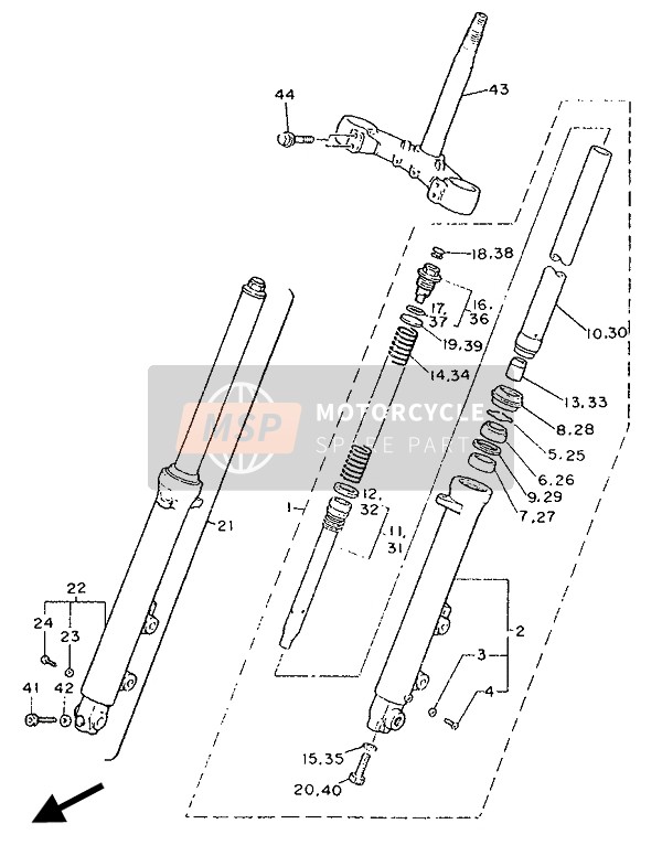 Yamaha FZ750 GENESIS 1989 Front Fork for a 1989 Yamaha FZ750 GENESIS