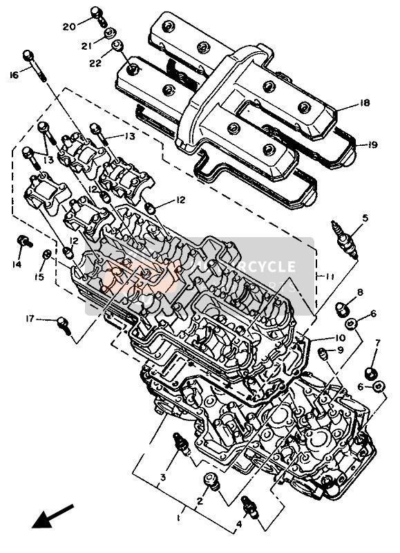 Yamaha FZ750R 1989 ZYLINDERKOPF für ein 1989 Yamaha FZ750R