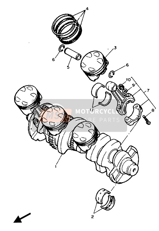 Yamaha FZ750R 1989 Cigüeñal & Pistón para un 1989 Yamaha FZ750R