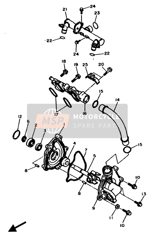 Yamaha FZ750R 1989 Waterpomp voor een 1989 Yamaha FZ750R