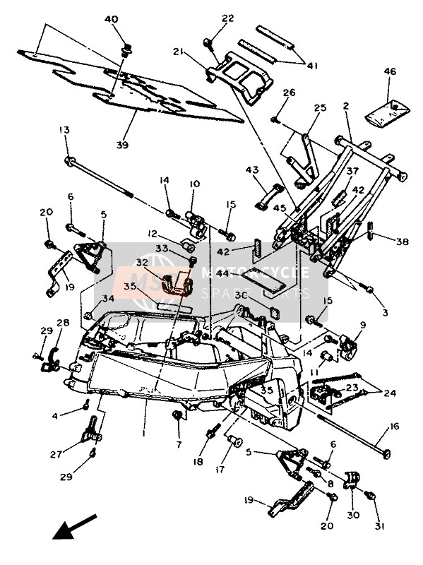 Yamaha FZ750R 1989 Frame for a 1989 Yamaha FZ750R