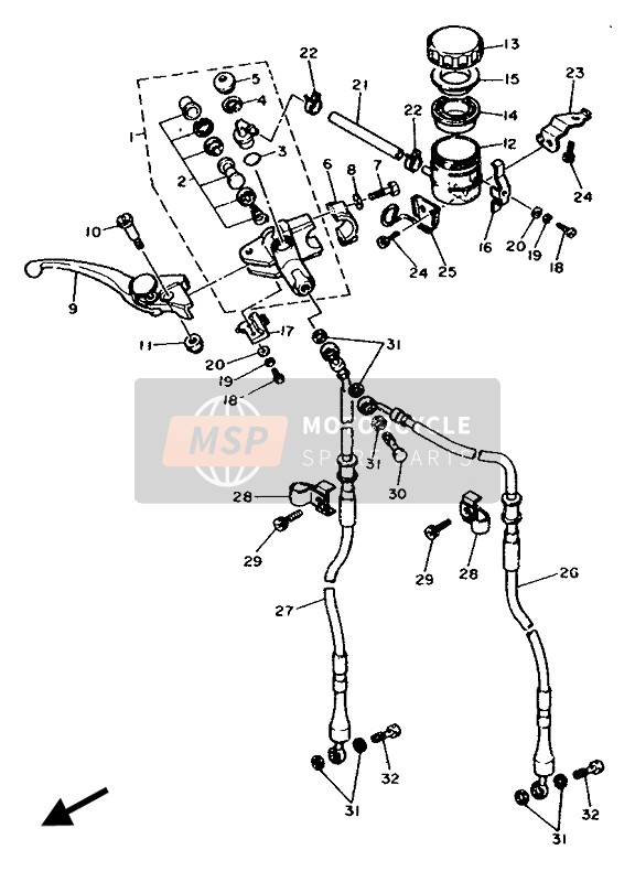 Yamaha FZ750R 1989 Maître-cylindre avant pour un 1989 Yamaha FZ750R