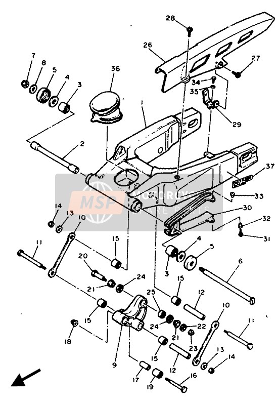 Yamaha FZR1000 1989 SCHWINGE HINTEN für ein 1989 Yamaha FZR1000