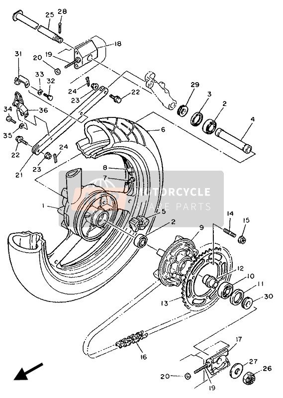 Yamaha FZR1000 1989 HINTERRAD für ein 1989 Yamaha FZR1000