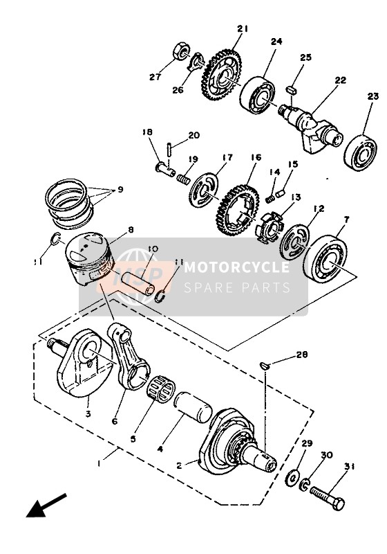 Yamaha SR125 1989 Crankshaft & Piston for a 1989 Yamaha SR125