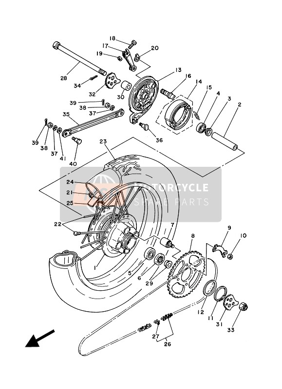 2JLW253E2000, Remblok Achter, Yamaha, 2