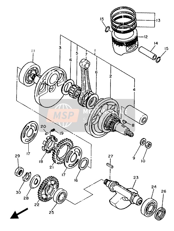 Yamaha TT600W 1989 Crankshaft & Piston for a 1989 Yamaha TT600W