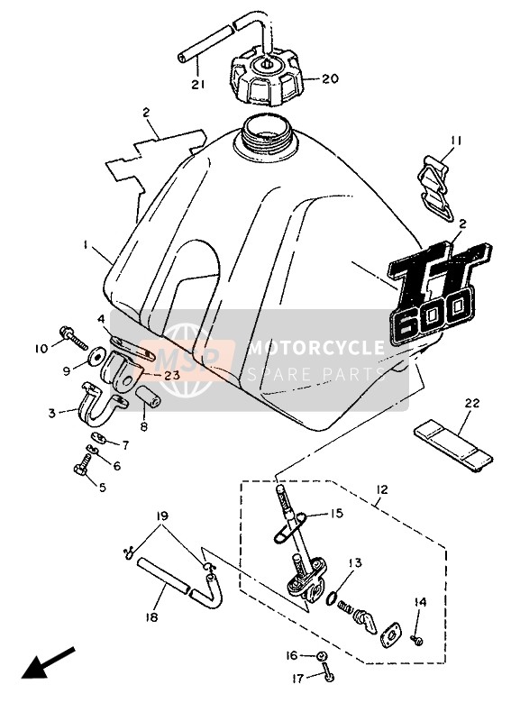 Yamaha TT600W 1989 Fuel Tank for a 1989 Yamaha TT600W