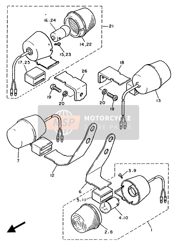 36X833102000, Voorkant Knipperlicht Assy 1, Yamaha, 0