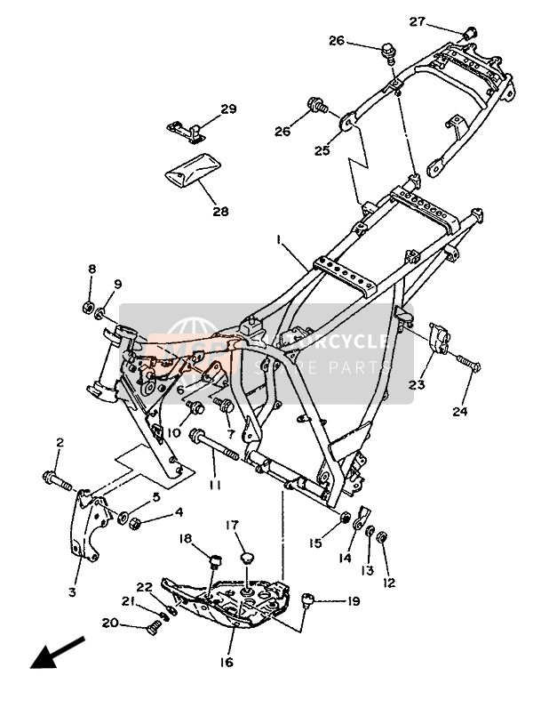 Yamaha TW200E 1989 Frame for a 1989 Yamaha TW200E