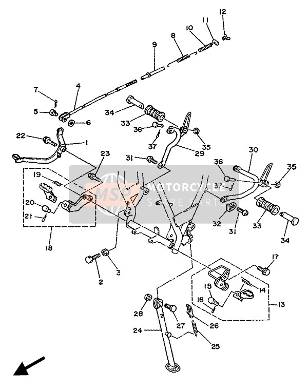 2JX273110200, Bequille,  Laterale, Yamaha, 1