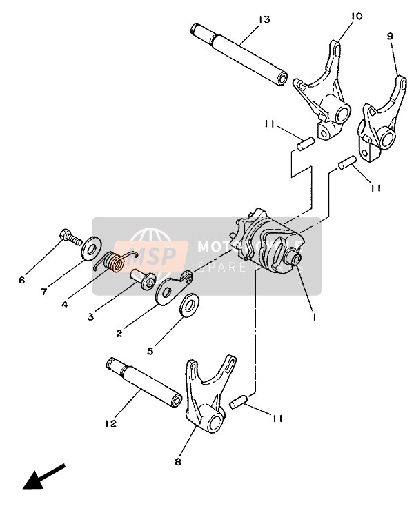 Yamaha TZ250 1989 Shift Cam & Fourchette pour un 1989 Yamaha TZ250