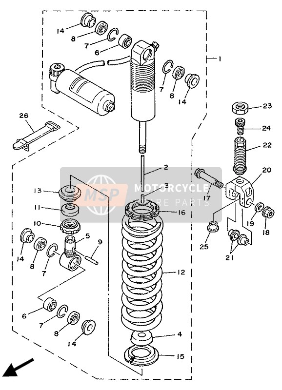 Yamaha TZ250 1989 Suspension arrière pour un 1989 Yamaha TZ250