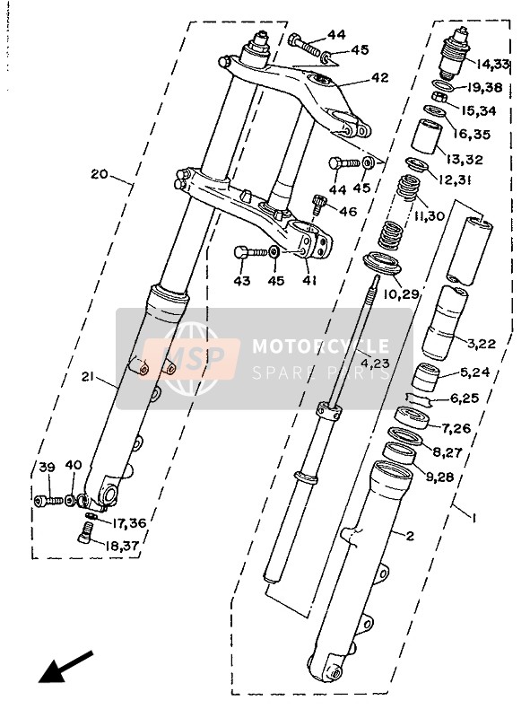 Yamaha TZ250 1989 Front Fork for a 1989 Yamaha TZ250