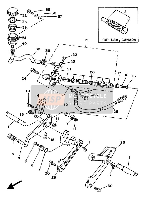 Yamaha TZ250 1989 Estar & Reposapiés para un 1989 Yamaha TZ250