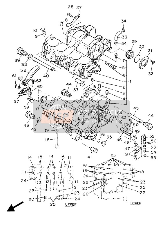 Yamaha XJ600 1989 Crankcase for a 1989 Yamaha XJ600