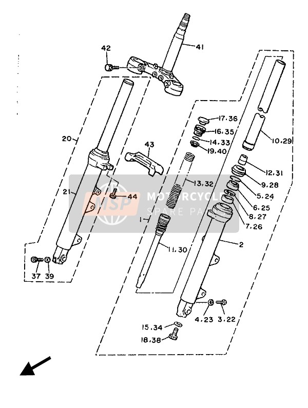 Yamaha XJ600 1989 Front Fork for a 1989 Yamaha XJ600