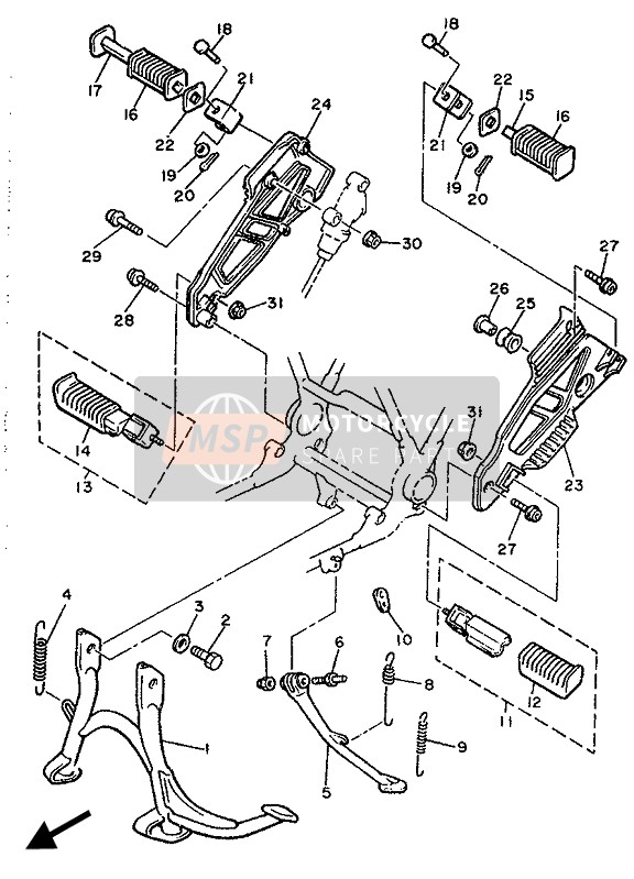 Yamaha XJ600 1989 In Piedi & Poggiapiedi per un 1989 Yamaha XJ600