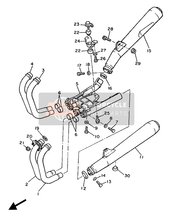 Yamaha XJ900F 1989 Exhaust for a 1989 Yamaha XJ900F