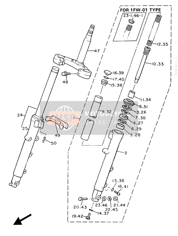 Yamaha XJ900F 1989 Forcella anteriore per un 1989 Yamaha XJ900F